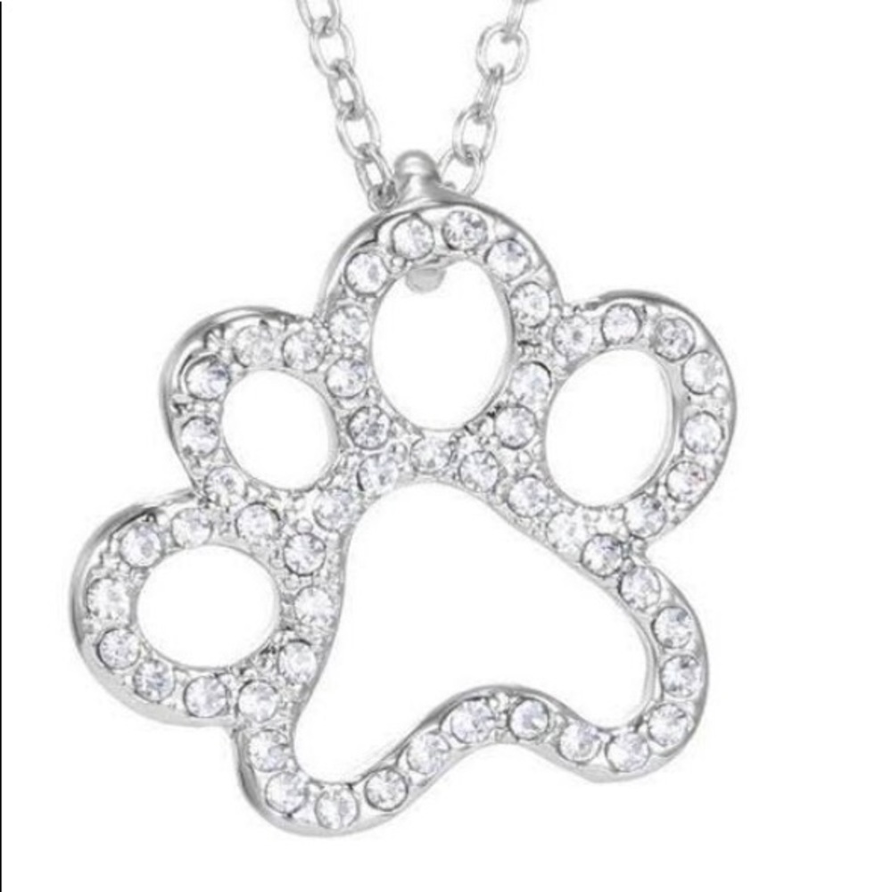 Necklace Paw Print in Rhinestones ! ADORABLE !